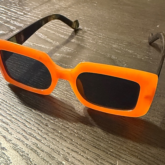 Bright Orange Frame Rectangular Sunglasses - Picture 5 of 7